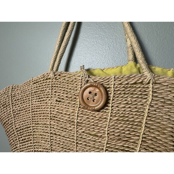 Used ROXY Straw Tote Bag - Yellow Lining - Beach Bag, Summer - READ - Picture 2 of 7